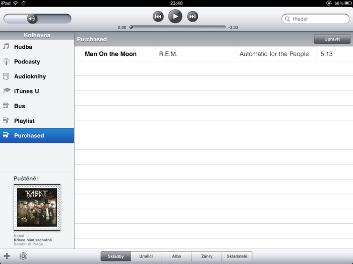 Nákup hudby v iTunes na iPadu