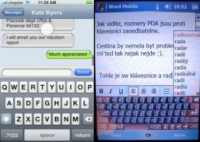 Porovnání klávesnice PDA s Windows Mobile a Apple iPhone