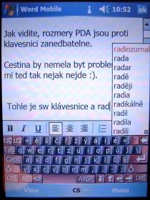Ukázka vkládání textu do PDA