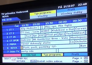 Horizontální TV program na HDD rekordéru